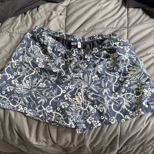Patagonia Men's Athletic Shorts - Blue and White Floral